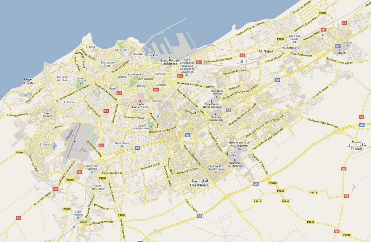 Plan des routes de Casablanca