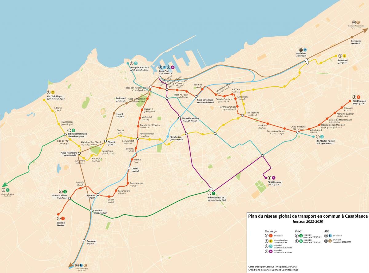 Plan des transports publics de Casablanca