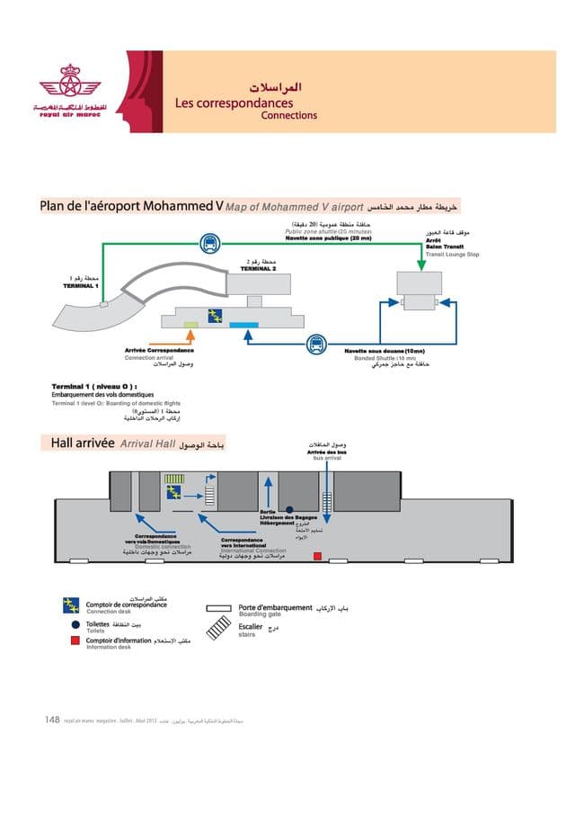 Plan des terminaux aéroport de Casablanca