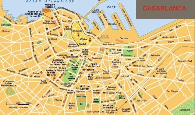 Plan du centre ville de Casablanca