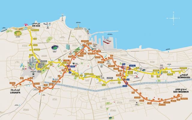 Plan des stations de tramway de Casablanca