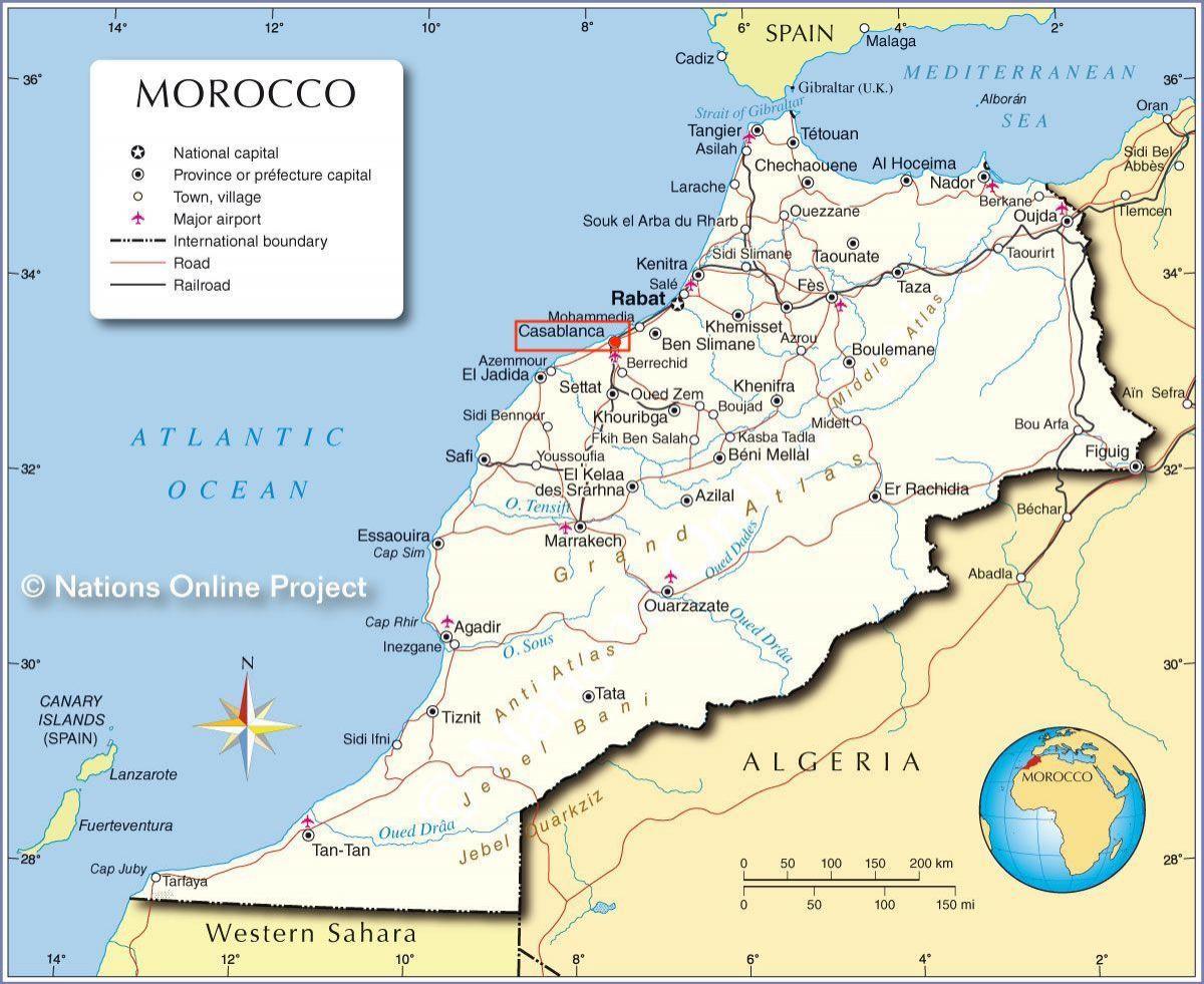 Ville de Casablanca sur la carte de Morocco